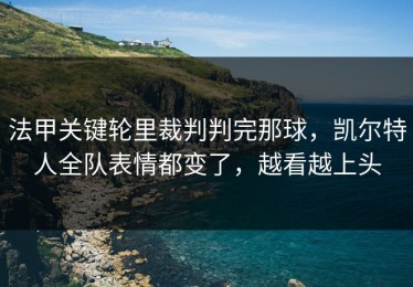 法甲关键轮里裁判判完那球，凯尔特人全队表情都变了，越看越上头
