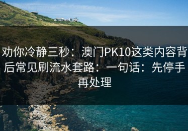 劝你冷静三秒：澳门PK10这类内容背后常见刷流水套路：一句话：先停手再处理