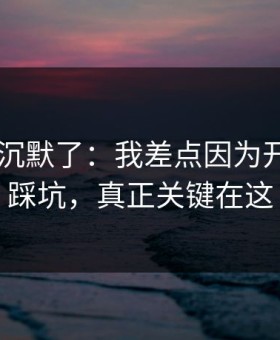 我当场沉默了：我差点因为开云app踩坑，真正关键在这