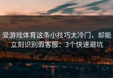 爱游戏体育这条小技巧太冷门，却能立刻识别假客服：3个快速避坑
