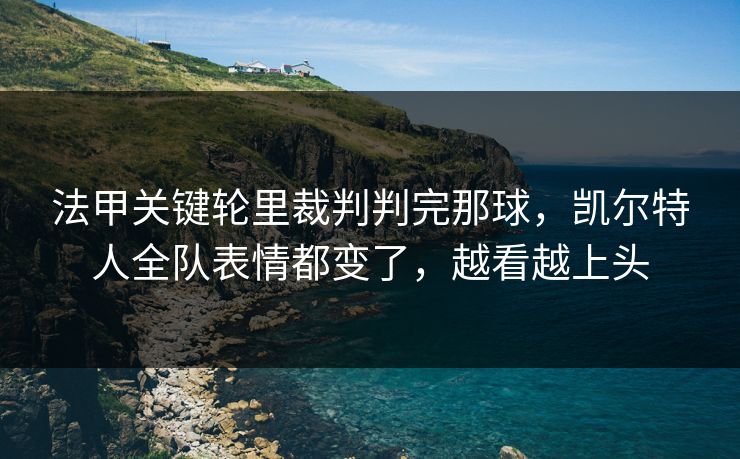 法甲关键轮里裁判判完那球，凯尔特人全队表情都变了，越看越上头
