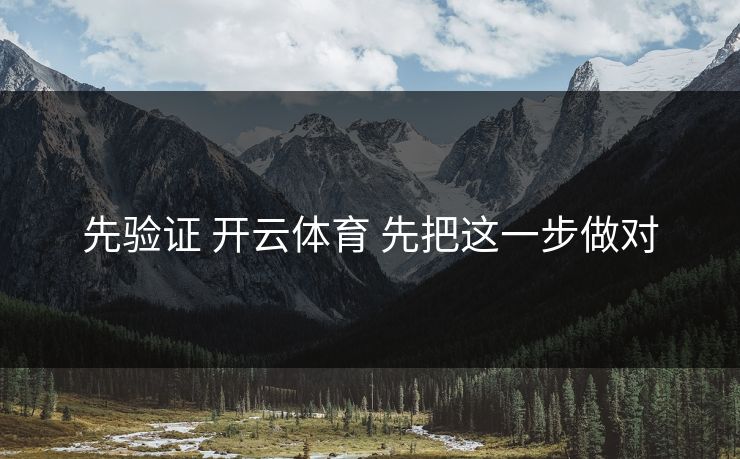 先验证 开云体育 先把这一步做对